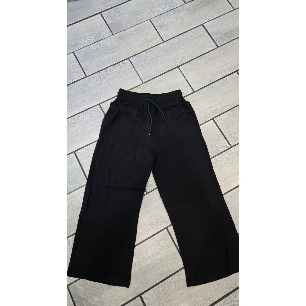 Halara Black Wide Leg Drawstring Pants Petite Medium 02814611